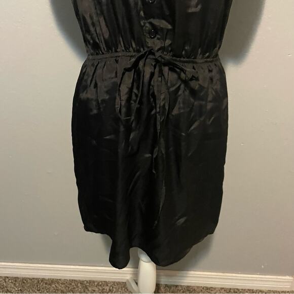 Rhapsody Black Shiny Shirt Dress Size Large - Picture 8 of 12
